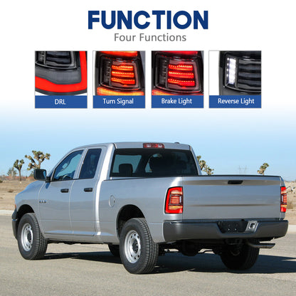 HCMOTION LED Tail Lights for Dodge RAM1500 2009-2018/RAM2500 2013-2018 | Sequential Turn Signal & Startup Animation Smoked