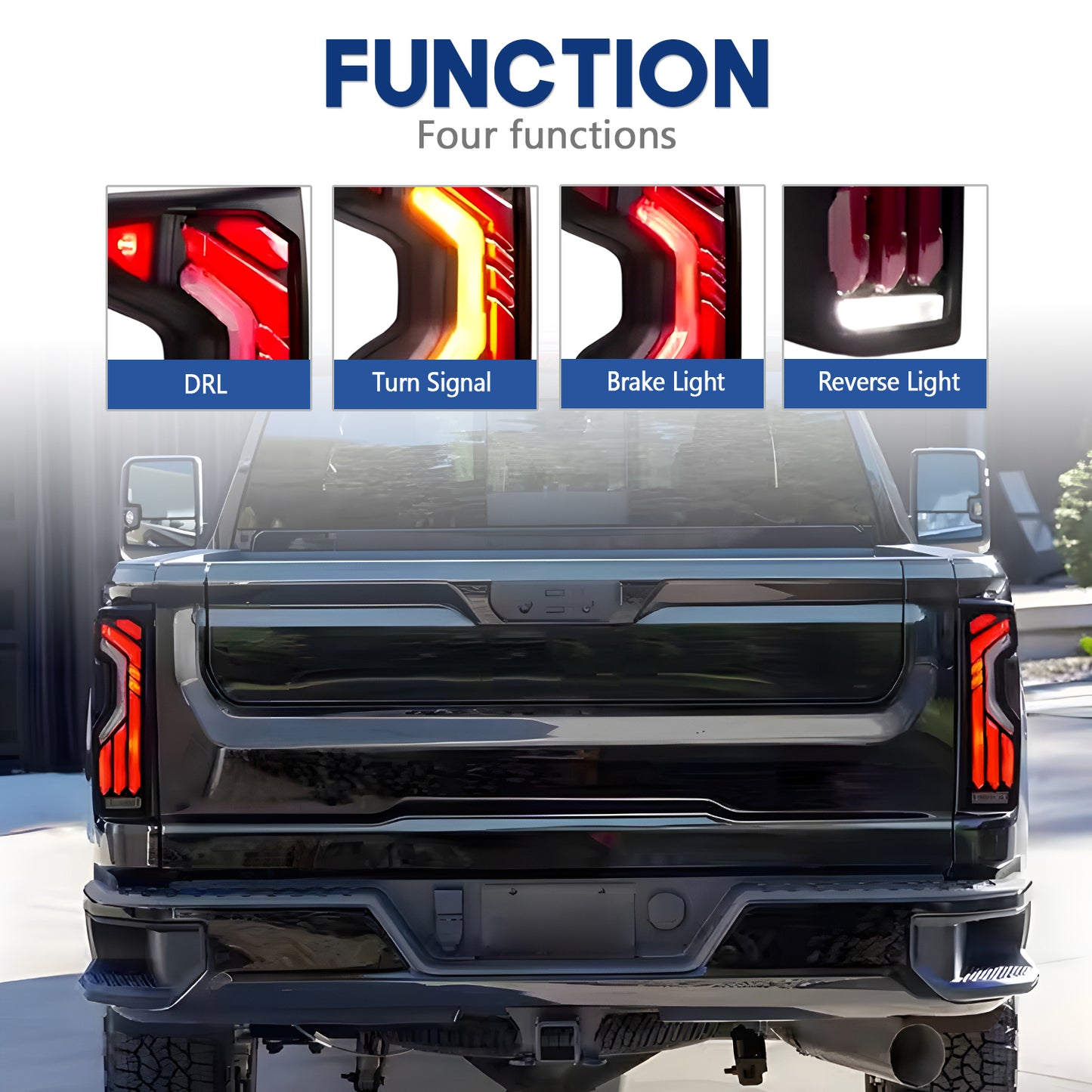 HCMOTION DOT-Approved LED Tail Lights for 2019-2025 Chevrolet Silverado 1500 2500 3500 | WT Low Trim, Sequential Signal & Startup Animation Pair