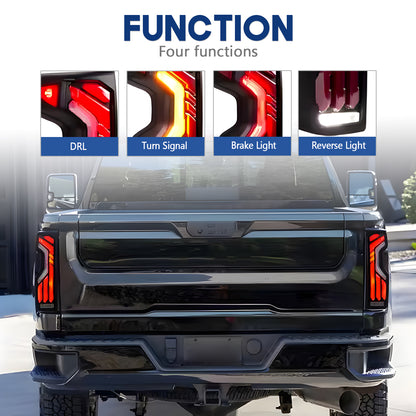 HCMOTION DOT-Approved LED Tail Lights for 2019-2025 Chevrolet Silverado 1500 2500 3500 | WT Low Trim, Sequential Signal & Startup Animation Pair