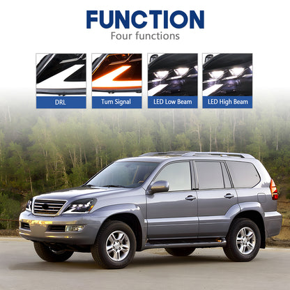 HCMOTION LED Headlights for 2003-2009 Lexus GX 470 J120 | Sequential Signal & Startup Animation
