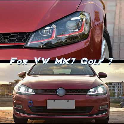 HCMOTION LED Headlights for 2013-2018 VW Golf MK7 | Sequential turn Signal & Startup Animation Red