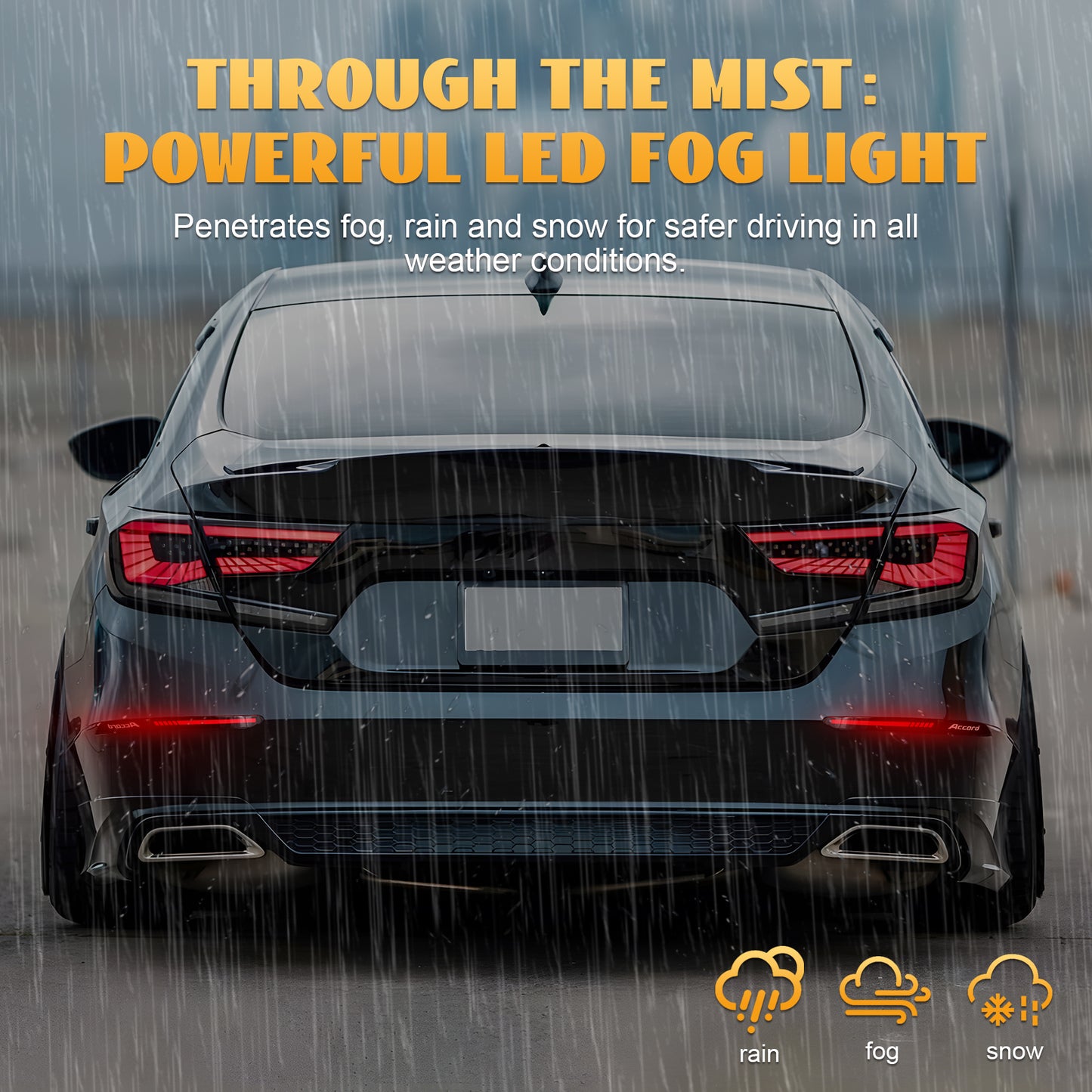 HCMOTION Smoked LED Bumper Reflector Lights for 2018-2022 Honda Accord 10th Gen | Sequential Turn Signal