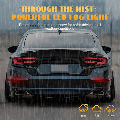 HCMOTION Smoked LED Bumper Reflector Lights for 2018-2022 Honda Accord 10th Gen | Sequential Turn Signal