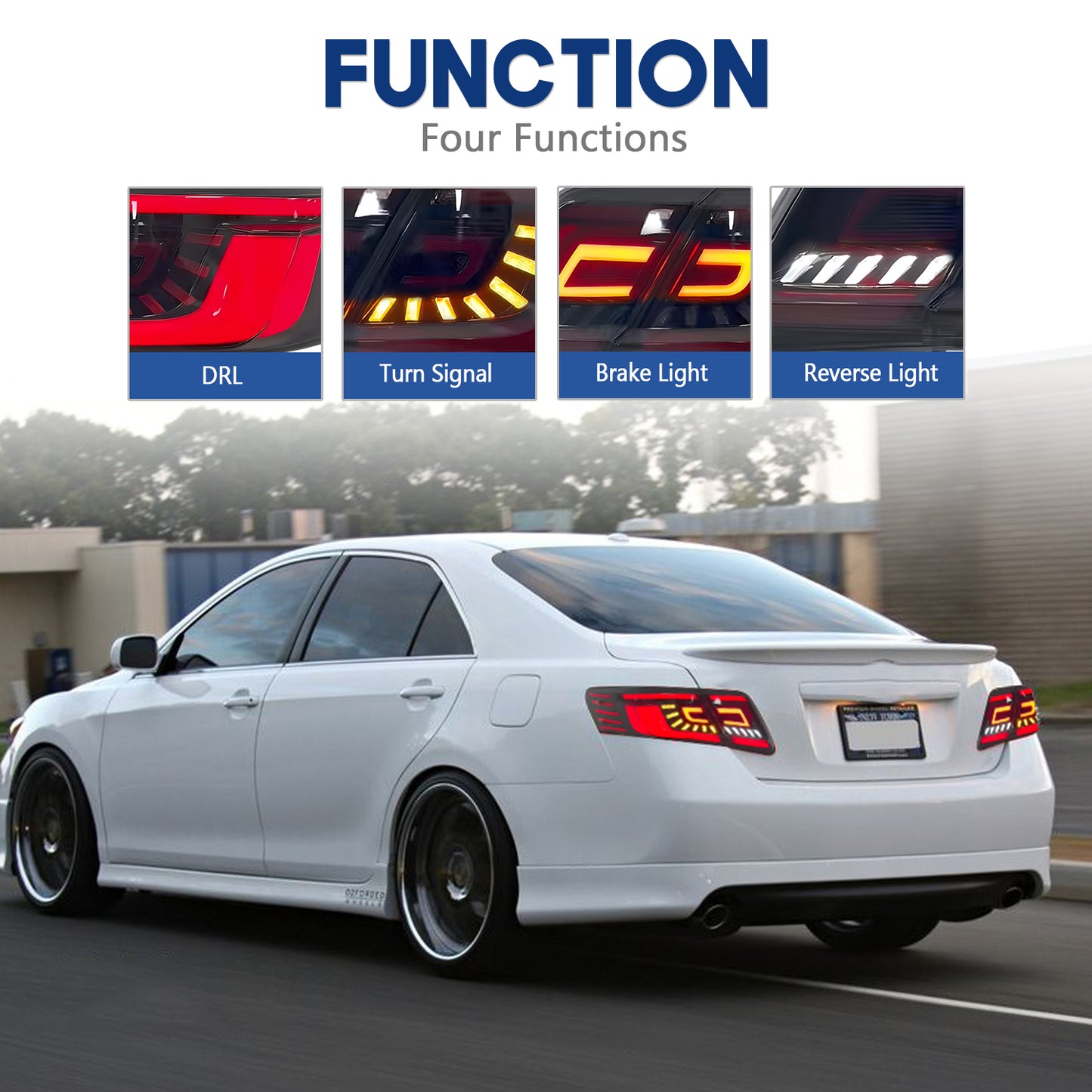 HCMOTION LED Taillights for 2007-2011 Toyota Camry XV40 Aurion | Sequential Turn Signal & Start-up Animation Smoked Type A