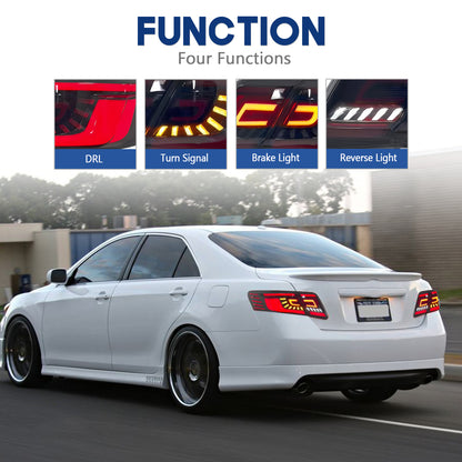 HCMOTION LED Taillights for 2007-2011 Toyota Camry XV40 Aurion | Sequential Turn Signal & Start-up Animation Smoked Type A