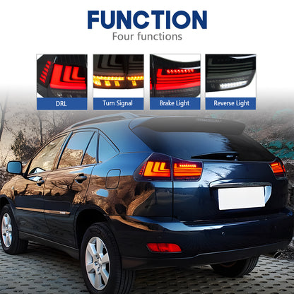 HCMOTION LED Tail Lights for 2003-2009 Lexus RX330 RX350 RX400h | Sequential Turn Signal & Startup Animation Smoked