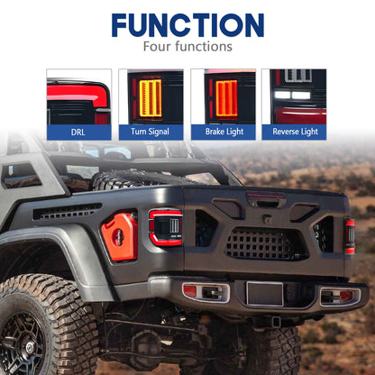 HCMOTION LED Tail Lights for 2020-2025 Jeep Gladiator (JT) | Sequential Turn Signal & Startup Animation