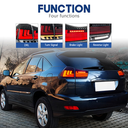 HCMOTION LED Taillights for 2003-2009 Lexus RX330 RX350 RX400h | Sequential Turn Signal & Startup Animation Clear