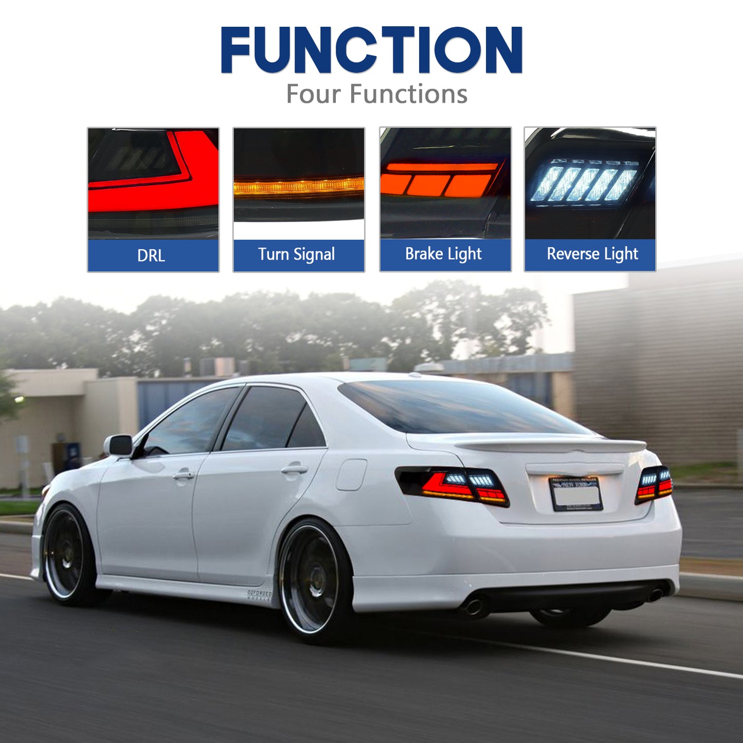 HCMOTION LED Taillights for 2007-2011 Toyota Camry XV40 Aurion | Sequential Turn Signal & Start-up Animation Smoked Type B