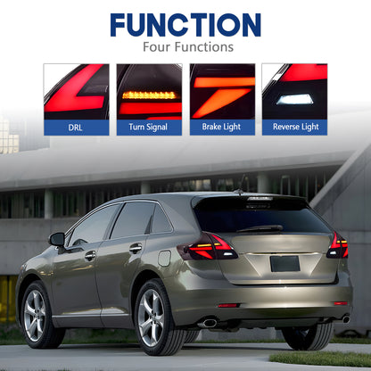 HCMOTION DOT-Approved Full LED Tail Lights for 2009-2016 Toyota Venza | Sequential Signal & Startup Animation Pair