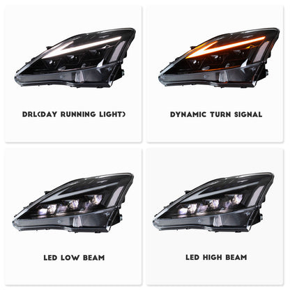 HCMOTION LED RGB Headlights for Lexus IS250 IS350 C ISF 2006-2013 | Sequential Turn Signal & Startup Blue Light Animation