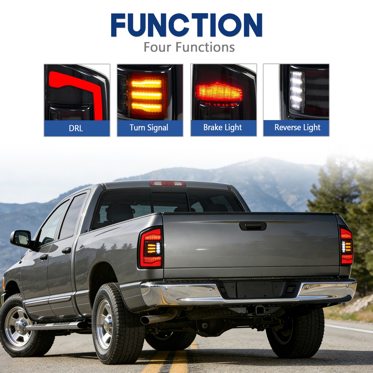 HCMOTION LED Taillights for 2002-2006 Dodge RAM 1500, 2003-2006 RAM 2500 3500 | Sequential Turn Signal & Startup Animation Smoked