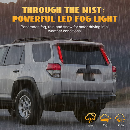 HCMOTION Smoked LED Rear Pillar Lights for 2010-2023 Toyota 4Runner | Startup Animation & Sequential Turn Signal