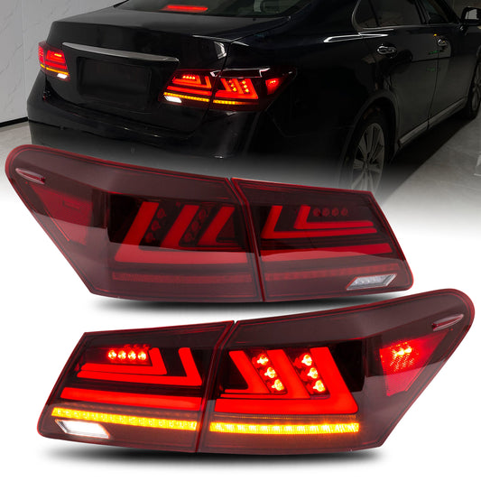 HCMOTION LED Taillights for 2006-2012 Lexus ES350 ES240 | Startup Animation & Sequential Signal Red
