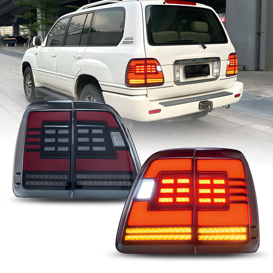 LED Tail Light Assembly Compatible with Lexus LX 470 2004-2007 Start UP Animation Sequential Turn Light Rear Lamps 2Pcs Smoked