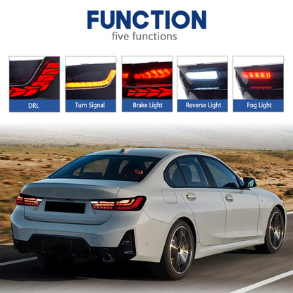 HCMOTION DOT-Approved LED Tail Lights for 2019–2025 BMW 3 Series G20 Sedan | Startup Animation & Sequential Signal Pair