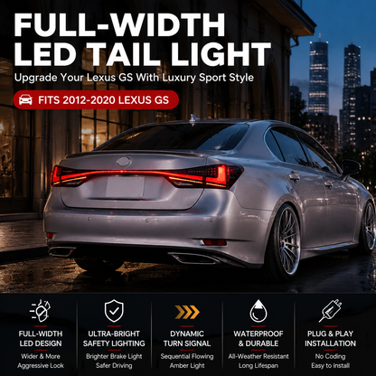 HCMOTION LED Taillights for 2012-2020 Lexus GS 250 300h 350 F 450h | Sequential Turn Signal & Startup Animation Smoked