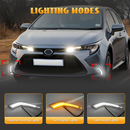 HCMOTION LED DRL for 2019-2023 Toyota Corolla L LE XLE | Startup Animation & Sequential Turn Signal