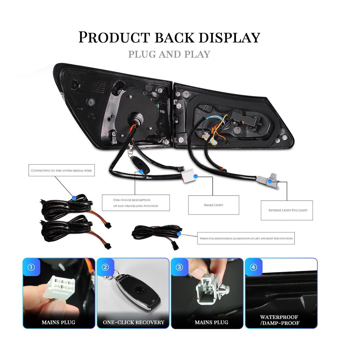 HCMOTION LED RGB Tail Lights for 2006-2012 Lexus IS250 IS350 ISF | Startup Animation & Sequential Signal Smoked