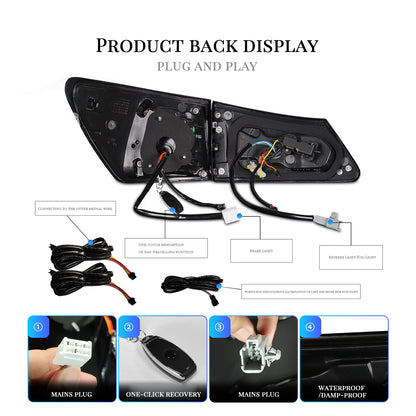 HCMOTION LED RGB Tail Lights for 2006-2012 Lexus IS250 IS350 ISF | Startup Animation & Sequential Signal Smoked