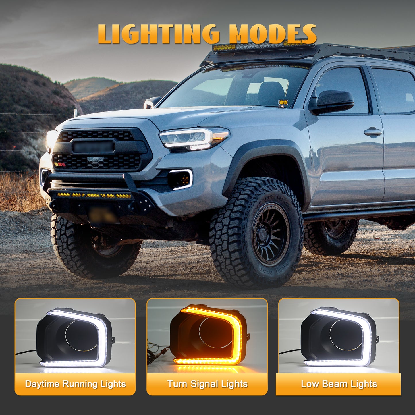 HCMOTION LED DRL Assembly for Toyota Tacoma 2016-2023 | Startup Animation & Sequential Turn Signal