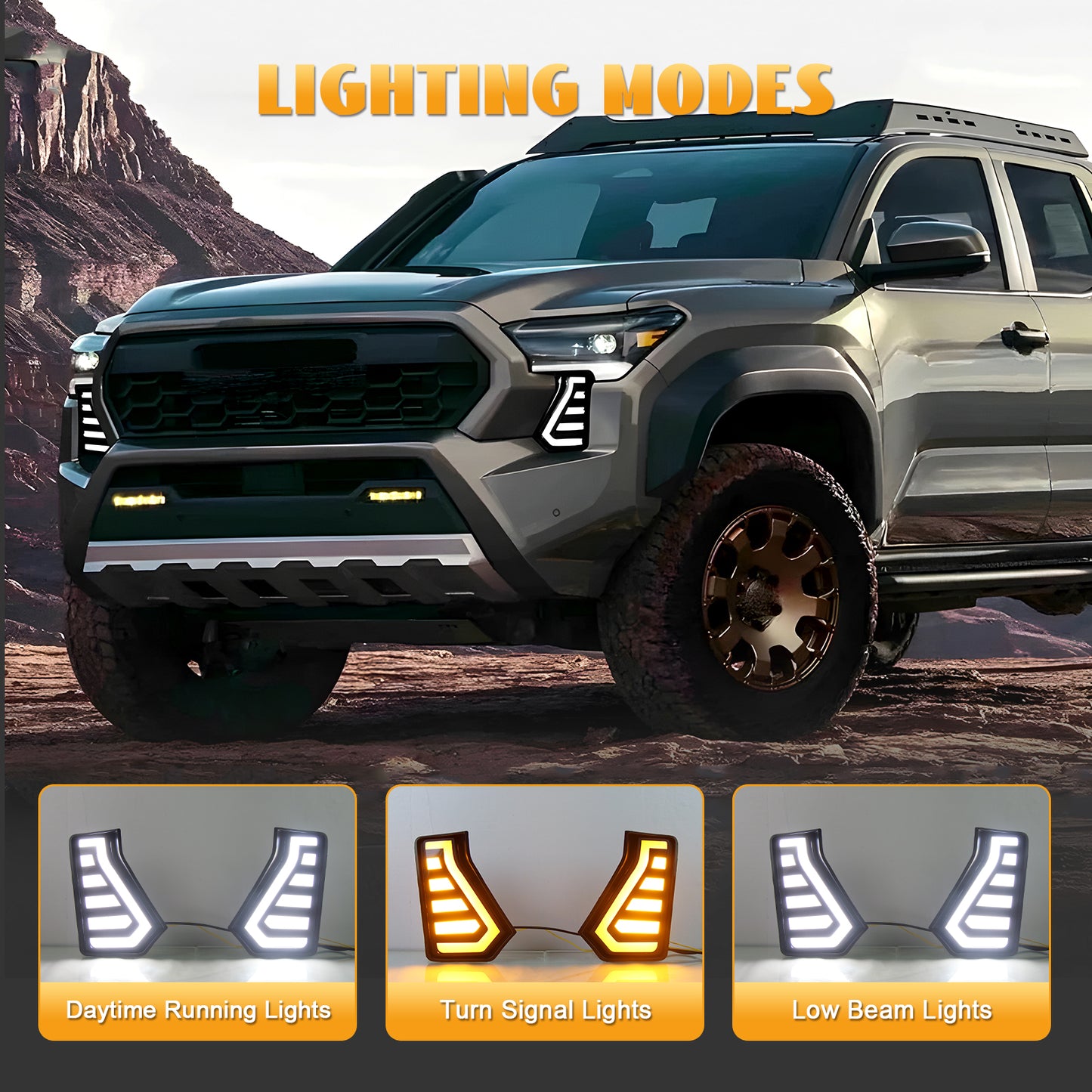 HCMOTION LED DRL Assembly for 2024-2026 Toyota Tacoma | Startup Animation & Sequential Turn Signal