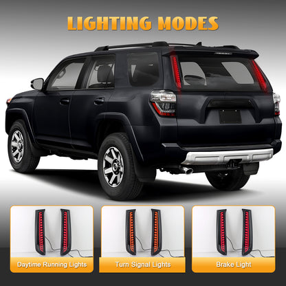 HCMOTION Smoked LED Rear Pillar Lights for 2010-2023 Toyota 4Runner | Startup Animation & Sequential Turn Signal