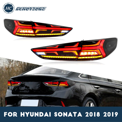 HCMOTION LED Taillights for Hyundai Sonata 2017-2019 | Sequential Signal & Startup Animation Smoked