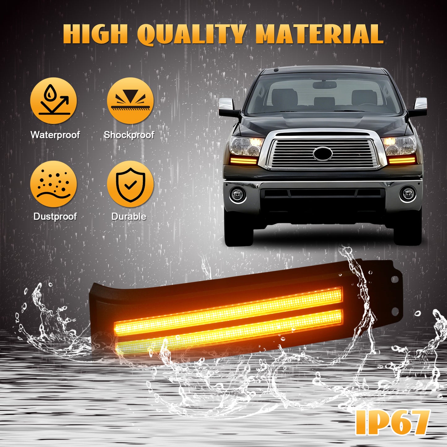 HCMOTION LED DRL Assembly for 2007-2013 Toyota Tundra & 2007-2017 Sequoia | Startup Animation & Sequential Turn Signal