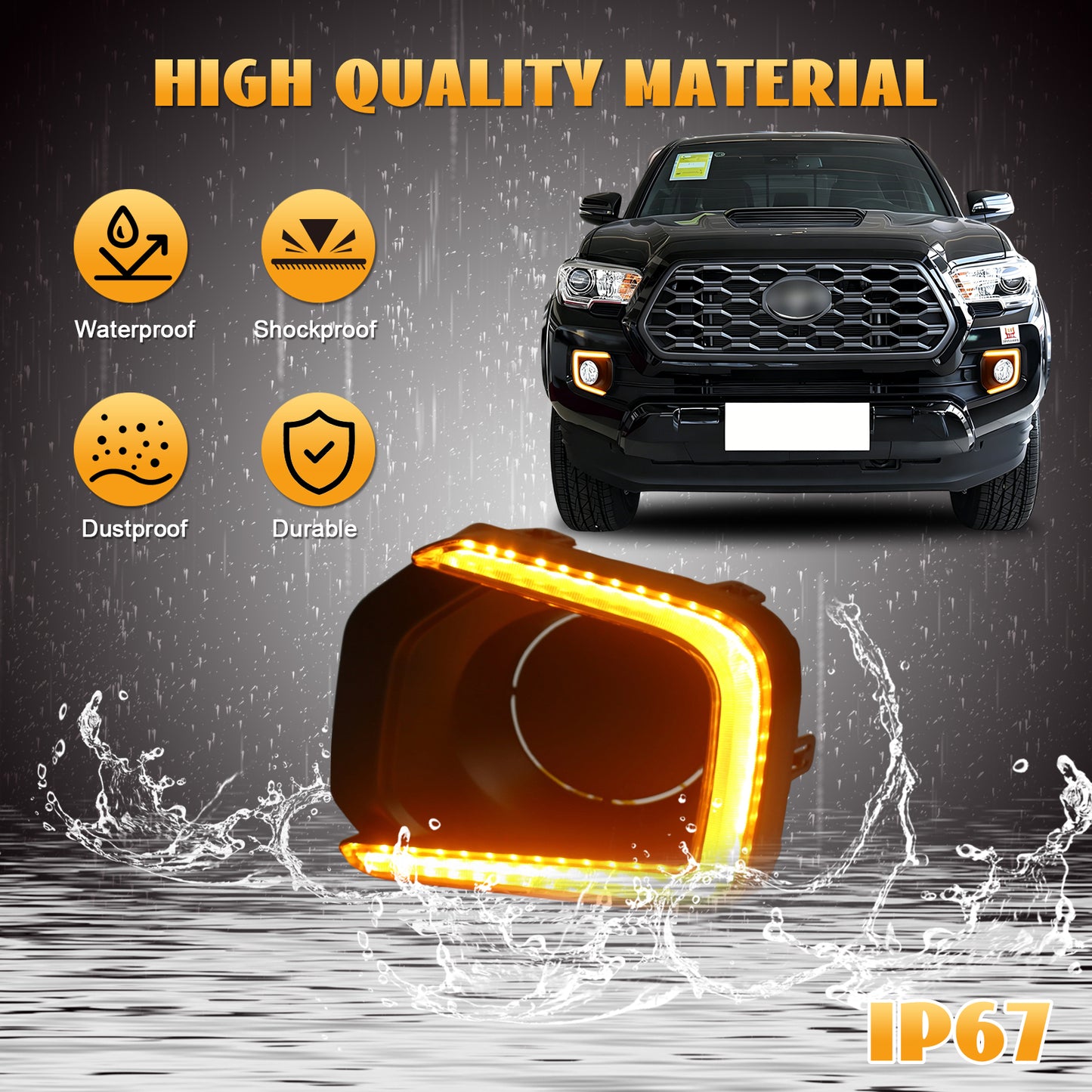 HCMOTION LED DRL Assembly for Toyota Tacoma 2016-2023 | Startup Animation & Sequential Turn Signal