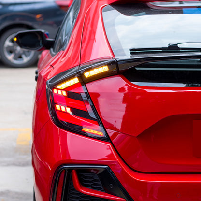 HCMOTION DOT-Approved LED Tail Lights for 2016-2021 Honda Civic Hatchback | Sequential Signal & Startup Animation Clear Lens Pair