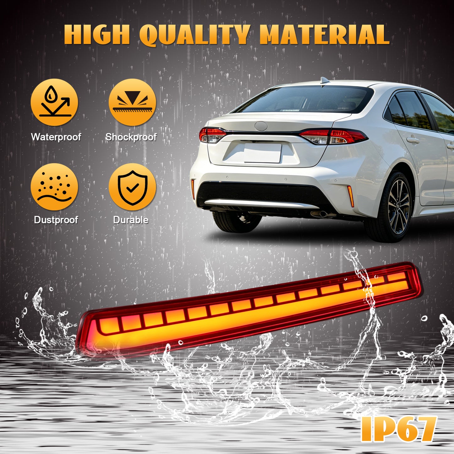 HCMOTION LED Rear Bumper Lights for 2019-2022 Toyota Corolla/Levin | Sequential Turn Signal & Startup Animation