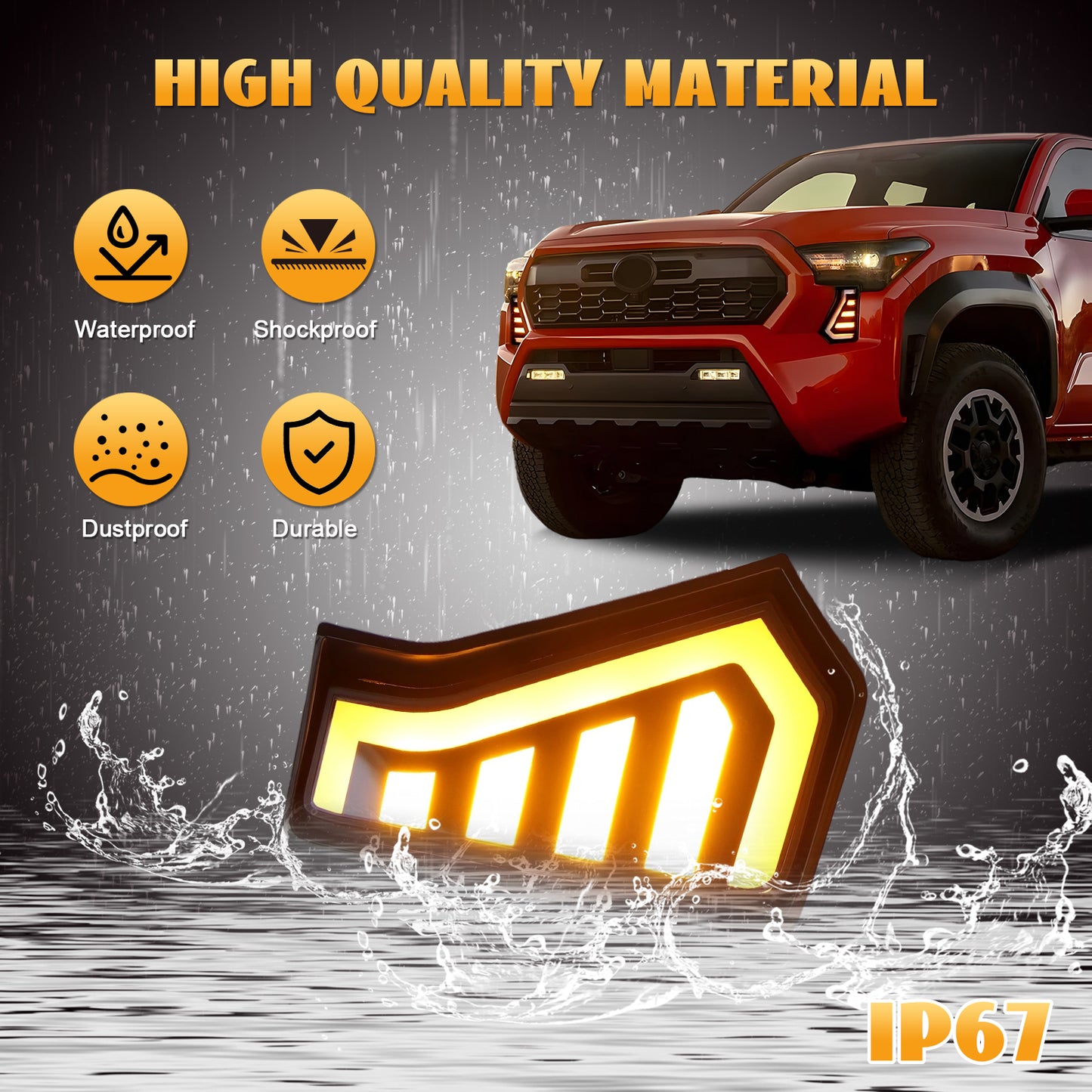 HCMOTION LED DRL Assembly for 2024-2026 Toyota Tacoma | Startup Animation & Sequential Turn Signal