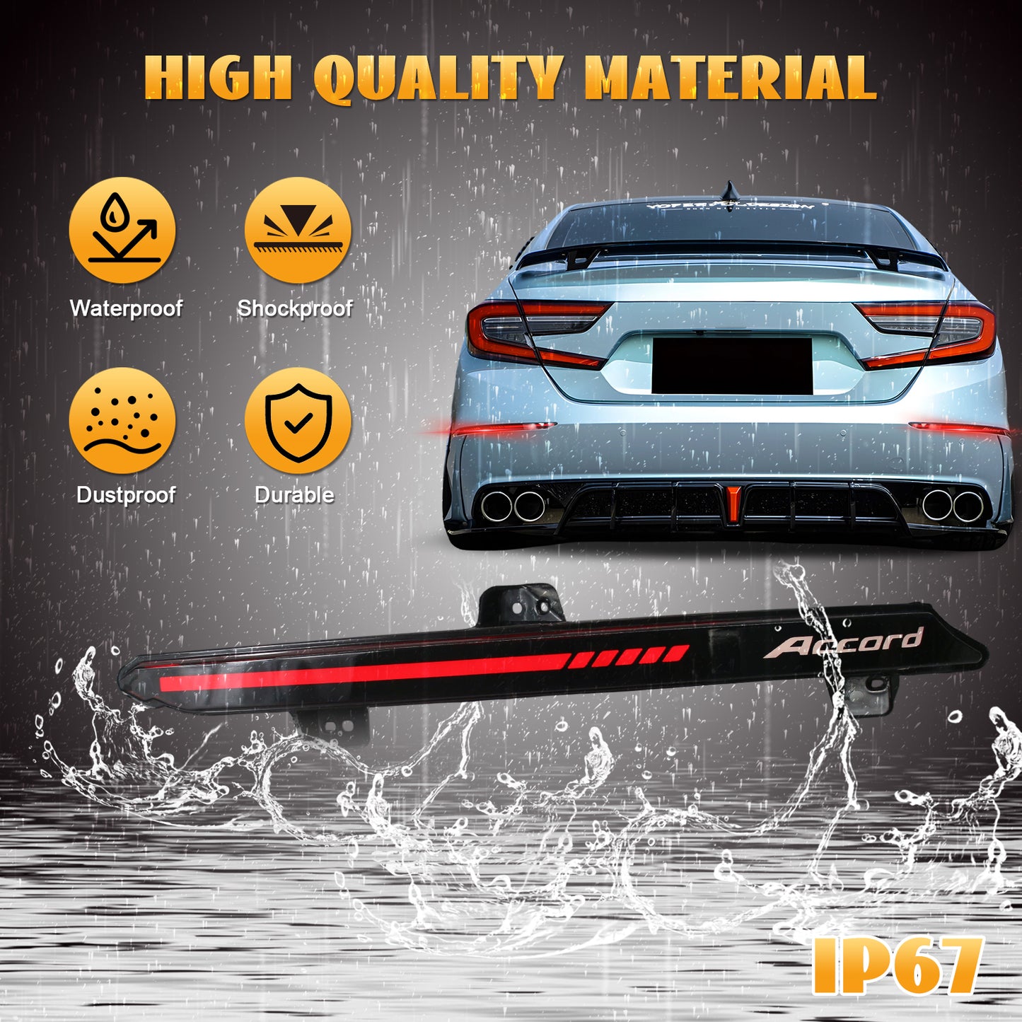 HCMOTION Smoked LED Bumper Reflector Lights for 2018-2022 Honda Accord 10th Gen | Sequential Turn Signal