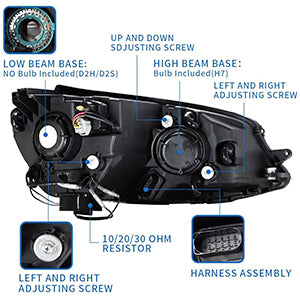 HCMOTION LED Headlights for 2013-2018 VW Golf MK7 | Sequential turn Signal & Startup Animation Red