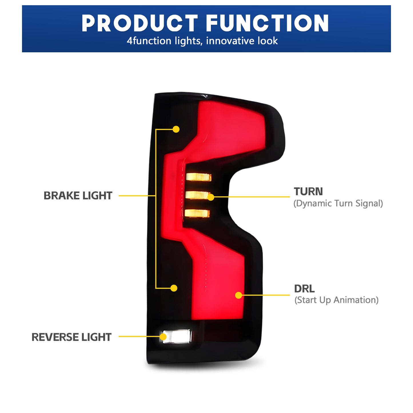 HCMOTION DOT-Approved LED Tail Lights for 2019-2025 Chevrolet Silverado 1500/2500/3500 |  Sequential Signal & Startup Animation Pair