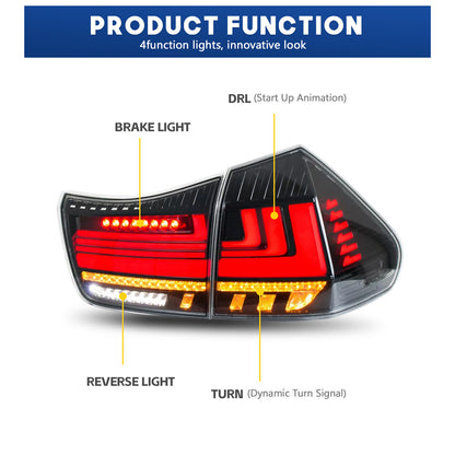 HCMOTION LED Taillights for 2003-2009 Lexus RX330 RX350 RX400h | Sequential Turn Signal & Startup Animation Clear