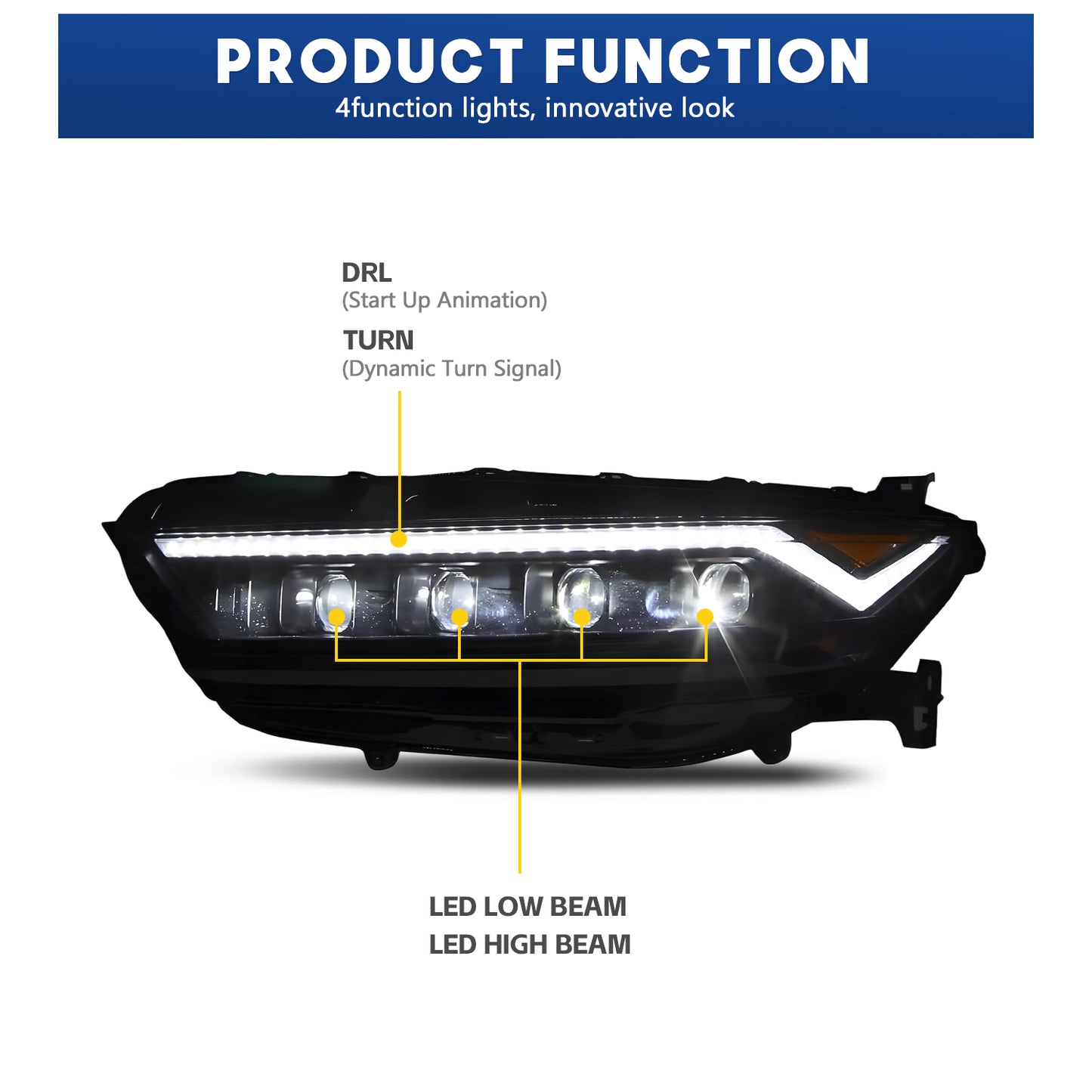 HCMOTION LED Headlights for Honda Accord 11th 2023-2025 Low Trim | Sequential Turn Signal & Startup Animation