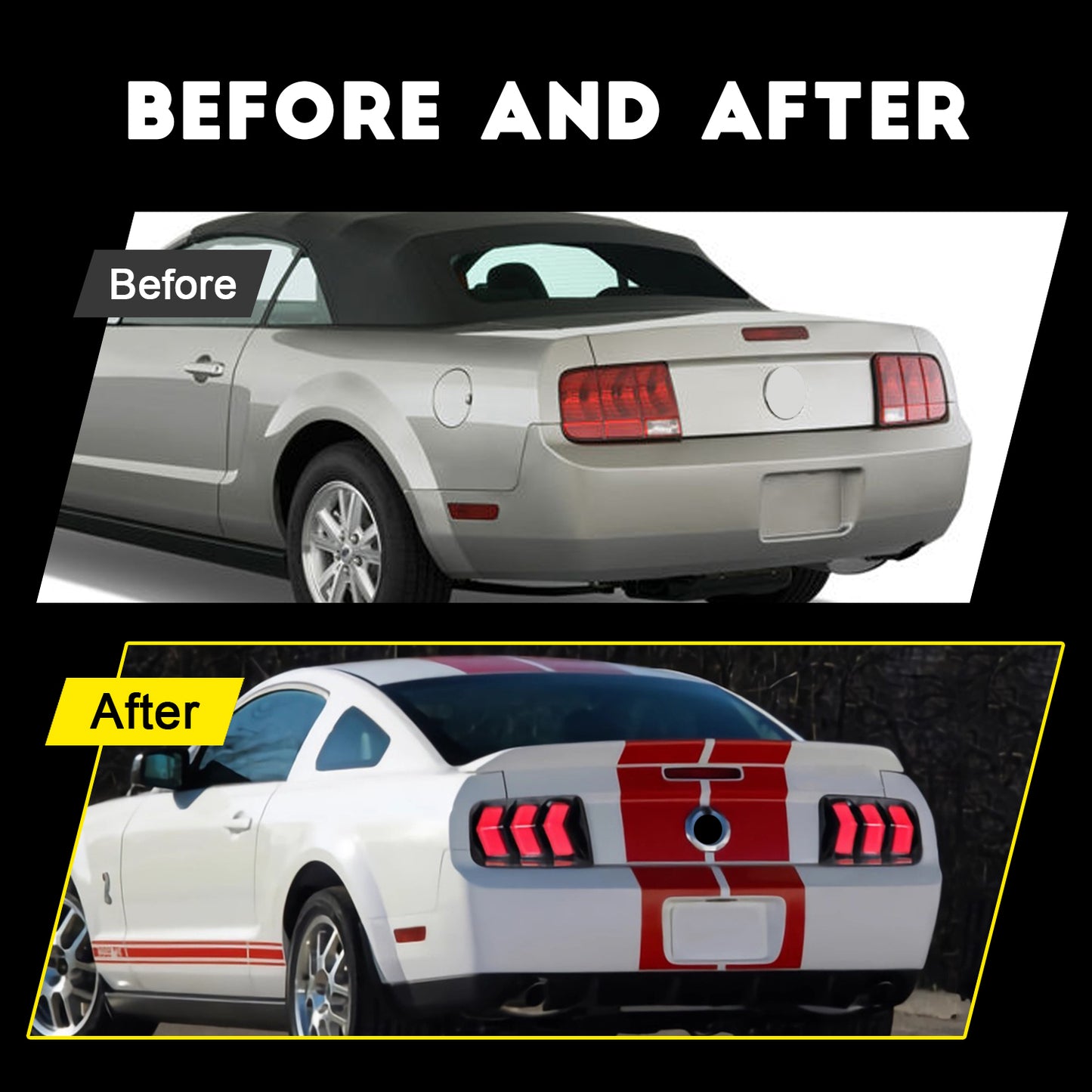 HCMOTION LED Taillights for 2005-2009 Ford Mustang | Startup Animation & Sequential Signal Clear
