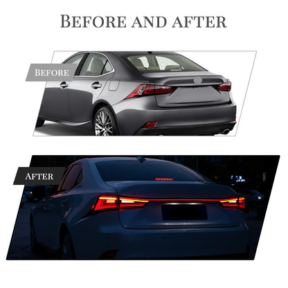 HCMOTION DOT-Approved LED Tail Lights for 2014-2020 Lexus IS 250/350/300h | Sequential Signal & Startup Animation Pair