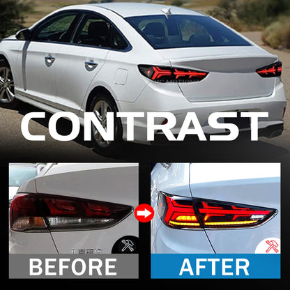 HCMOTION LED Taillights for Hyundai Sonata 2017-2019 | Sequential Signal & Startup Animation Smoked