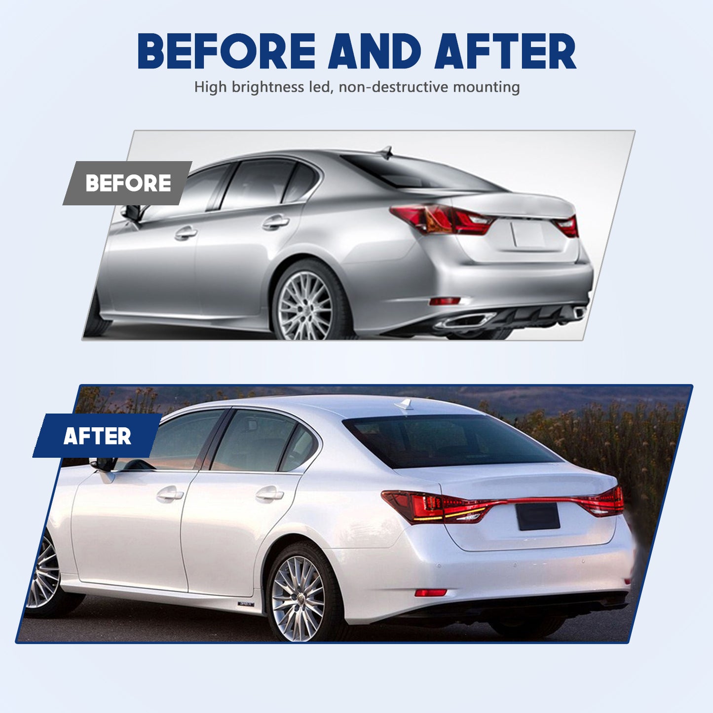HCMOTION LED Taillights for 2012-2020 Lexus GS 250 300h 350 F 450h | Sequential Turn Signal & Startup Animation Red