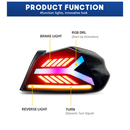 HCMOTION LED RGB Taillights for 2015-2021 Subaru WRX STI | Startup Animation & Sequential Signal Smoked