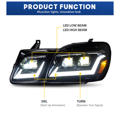 HCMOTION DOT-Approved LED Headlights for 1998-2007 Lexus LX 470 J100 | Projector Lens, Sequential Signal & Startup Animation Pair