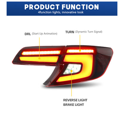 HCMOTION DOT-Approved LED Tail Lights for 2012-2014 Toyota Camry USA Type | Startup Animation & Sequential Signal Pair Red