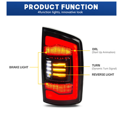 HCMOTION LED Taillights for 2002-2006 Dodge RAM 1500, 2003-2006 RAM 2500 3500 | Sequential Turn Signal & Startup Animation Smoked