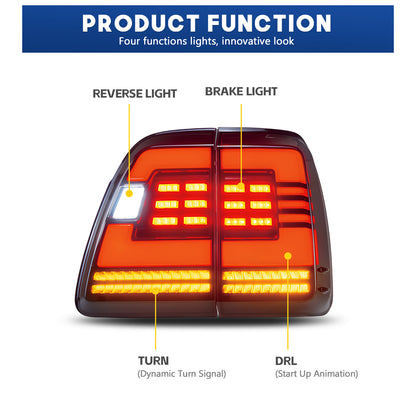 HCMOTION DOT-Approved LED Tail Lights for 2004-2007 Lexus LX 470 | Startup Animation & Sequential Signal Pair