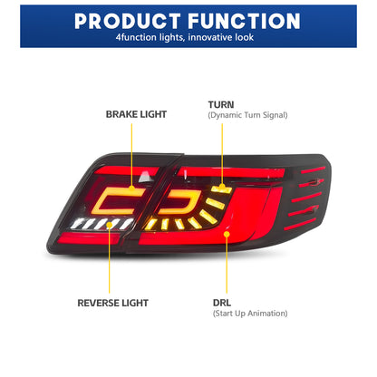 HCMOTION LED Taillights for 2007-2011 Toyota Camry XV40 Aurion | Sequential Turn Signal & Start-up Animation Smoked Type A