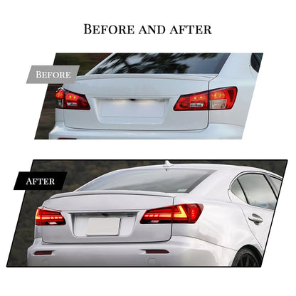 HCMOTION LED Taillights for Lexus IS250 IS350 ISF 2006-2012 | Sequential Turn Signal & Start-up Animation Red