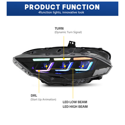 HCMOTION RGB LED Headlights for 2018-2023 Ford Mustang S550 | Sequential Signal & Startup Animation